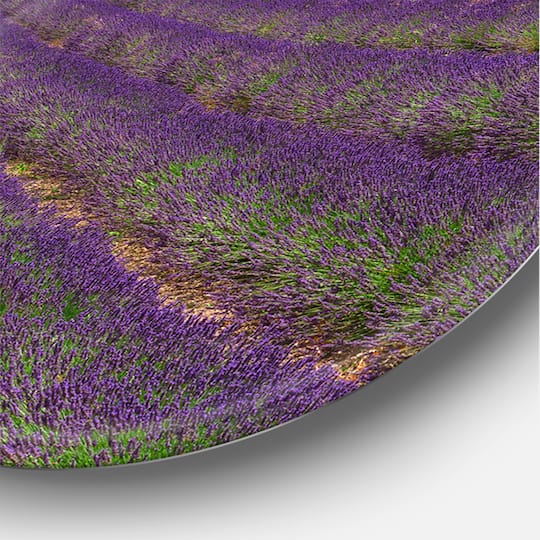Designart - Lavender Field With Abbey In France - Farmhouse Metal Circle Wall Art